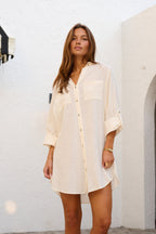Linen Oversized Maxi Shirt Dress for Women - Summer Beach Cover-Up