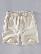 Linen Blend Men's Casual Shorts - Lightweight Breathable Summer Relaxed Fit