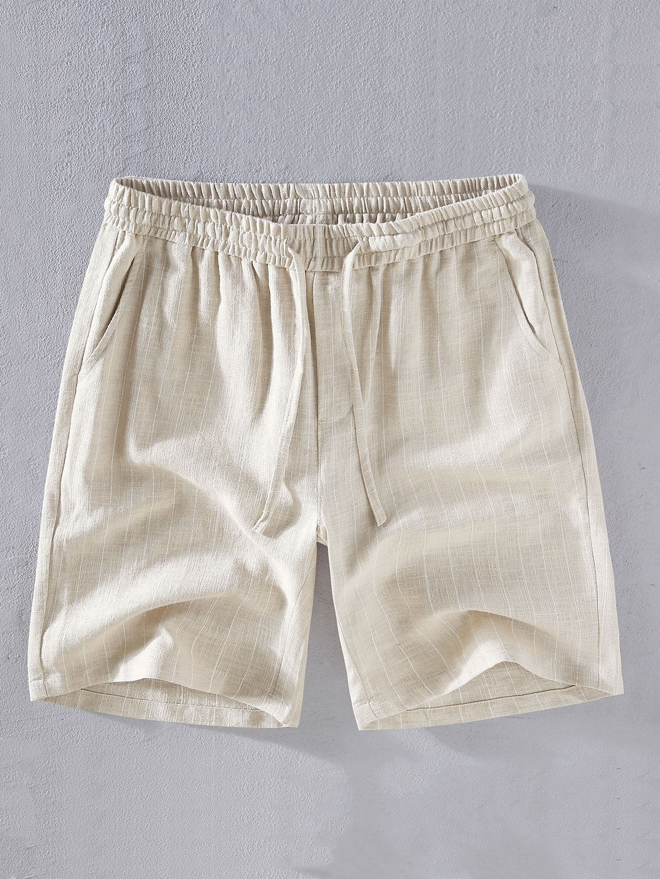 Linen Blend Men's Casual Shorts - Lightweight Breathable Summer Relaxed Fit