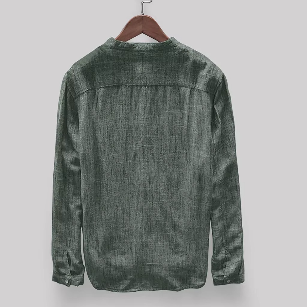 Men's Cotton Linen Long Sleeve Button Shirt - Breathable Casual Work & Weekend Wear