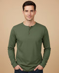 Men's Cotton Long Sleeve Henley Shirt - Lightweight Casual Pullover - Three Button