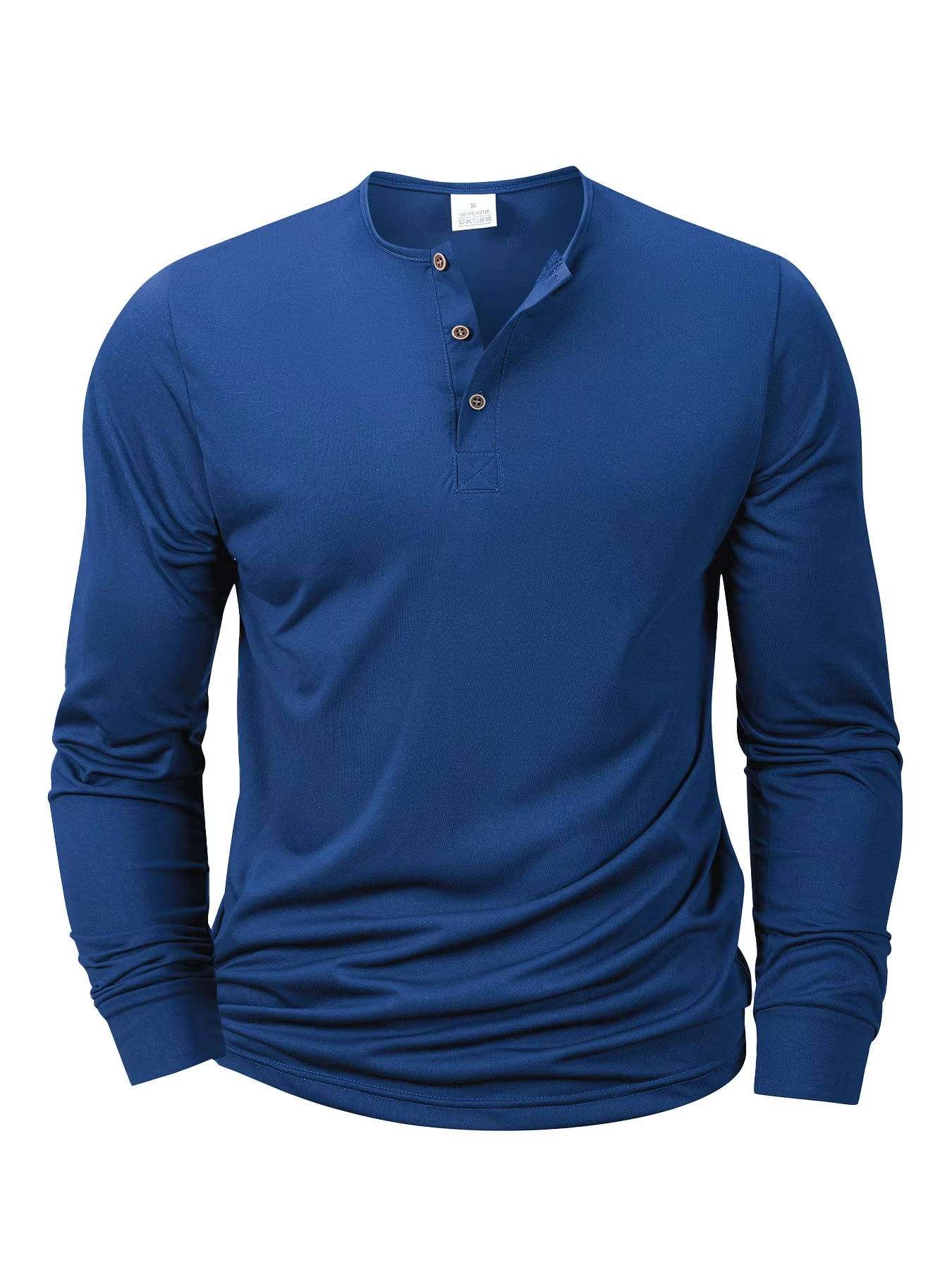 Men's Cotton Long Sleeve Henley Shirt - Lightweight Casual Pullover - Three Button