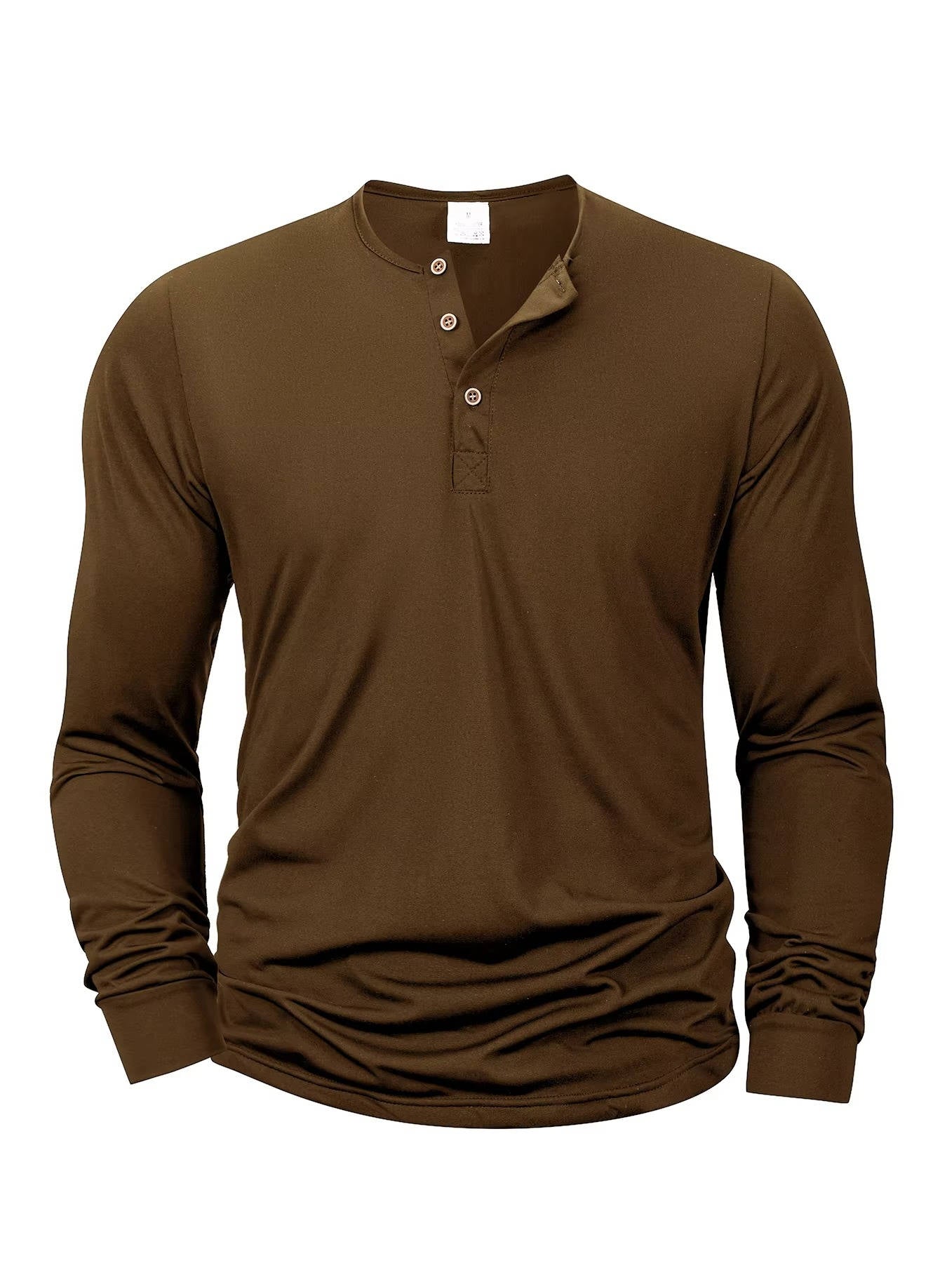 Men's Cotton Long Sleeve Henley Shirt - Lightweight Casual Pullover - Three Button