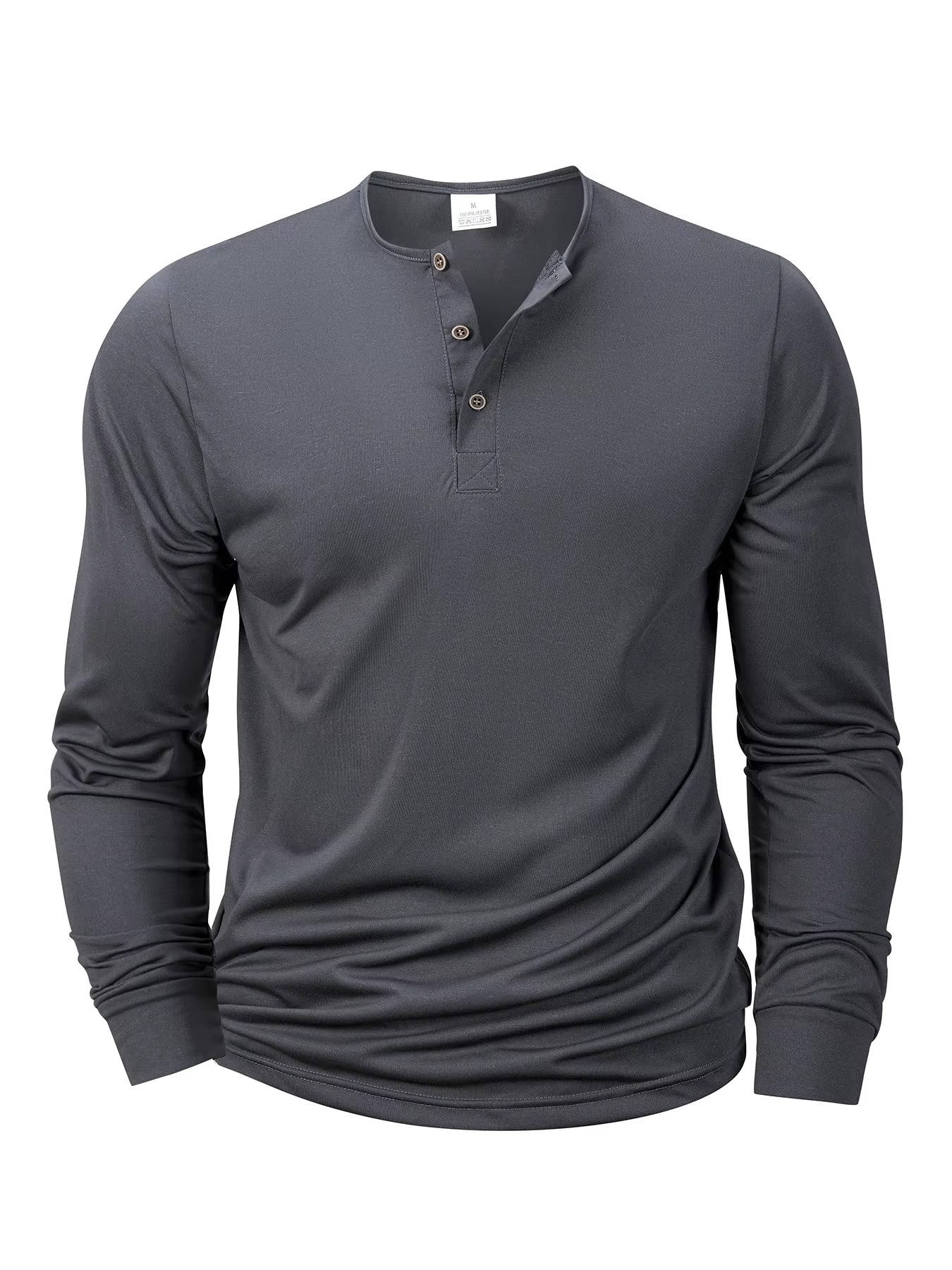 Men's Cotton Long Sleeve Henley Shirt - Lightweight Casual Pullover - Three Button