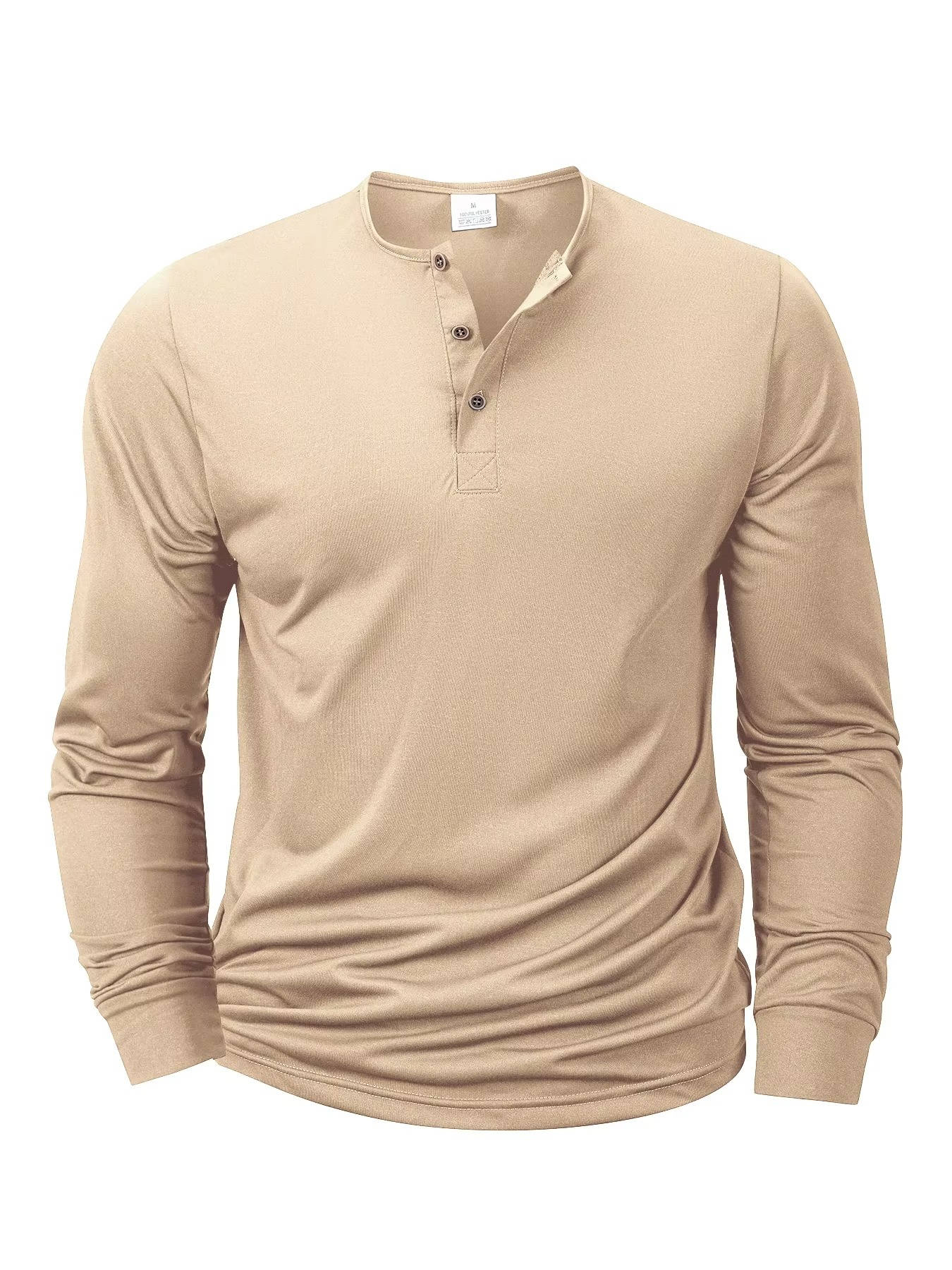 Men's Cotton Long Sleeve Henley Shirt - Lightweight Casual Pullover - Three Button