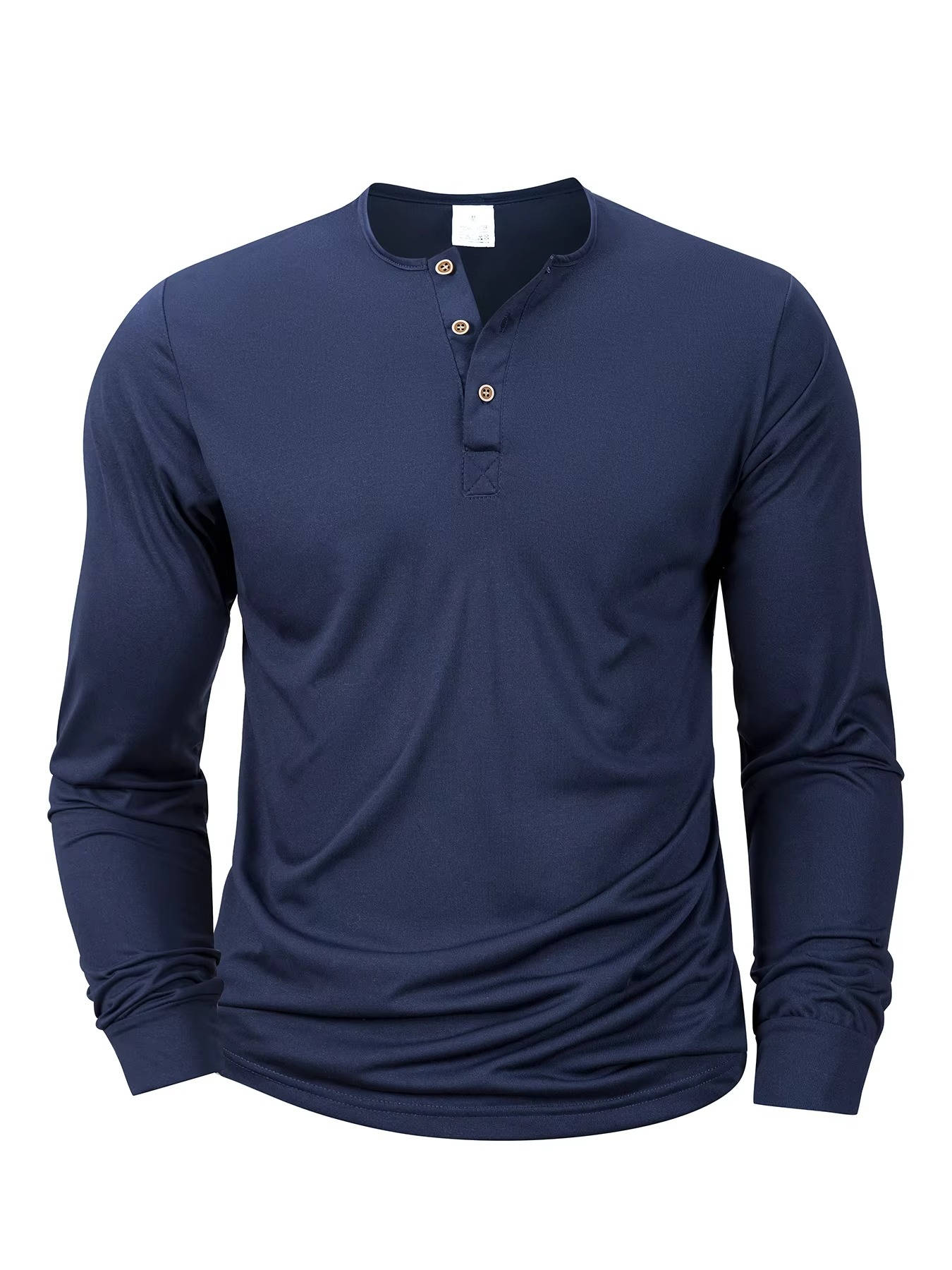 Men's Cotton Long Sleeve Henley Shirt - Lightweight Casual Pullover - Three Button