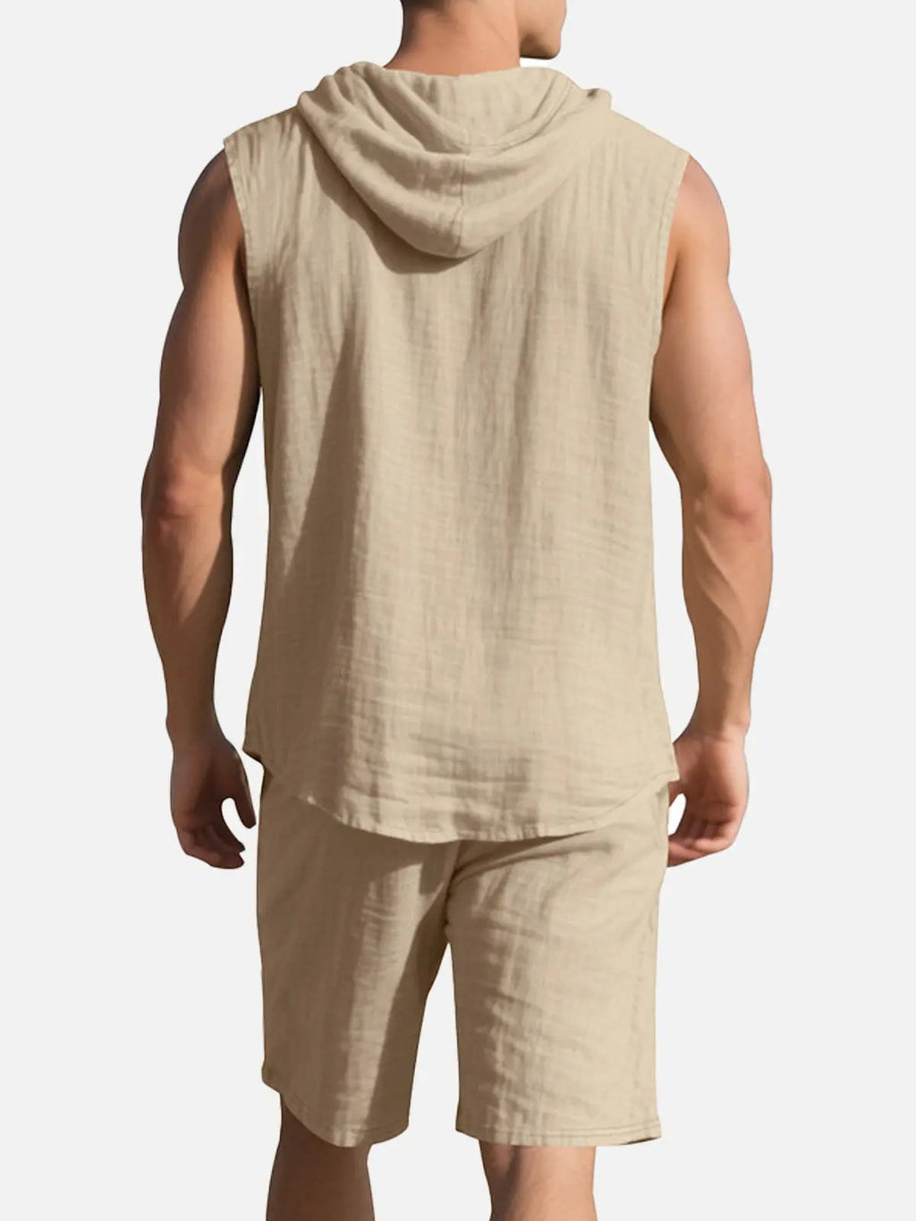 Linen Blend Sleeveless Hooded Vest Shirt for Casual Summer Wear