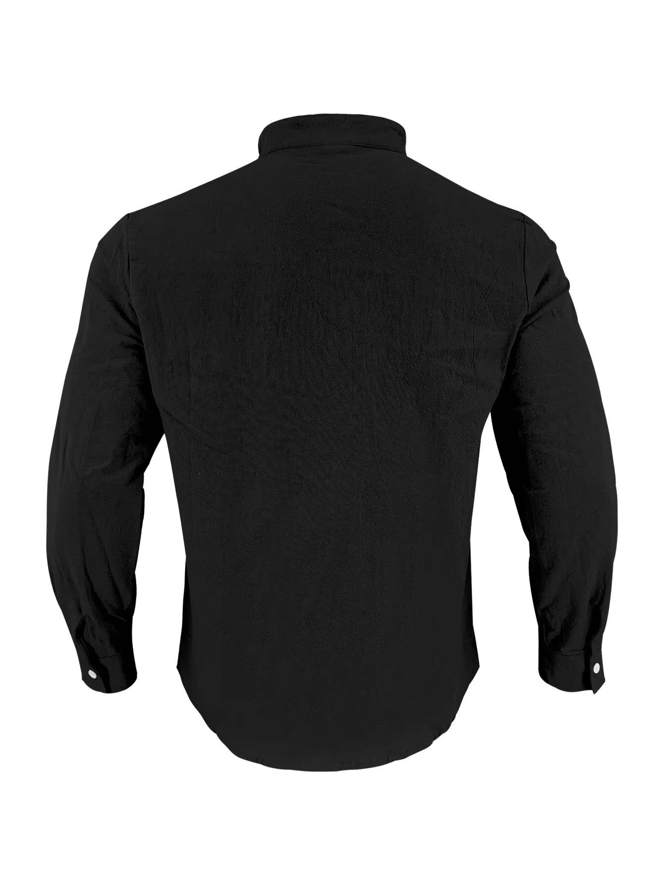 Men's Cotton Linen Long Sleeve Henley Shirt - Casual Relaxed Fit Vintage Top