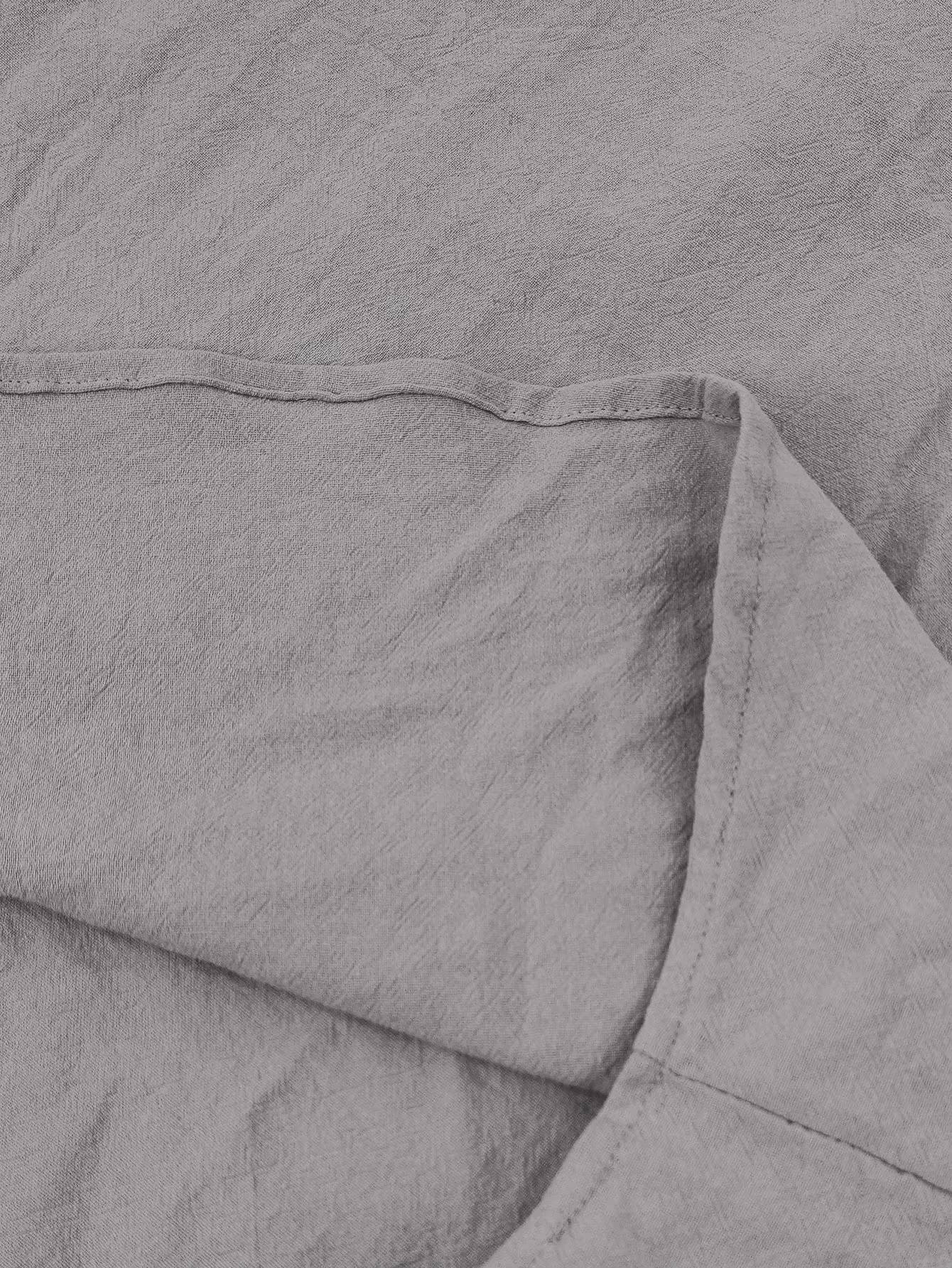 Men's Cotton Linen Long Sleeve Henley Shirt - Casual Relaxed Fit Vintage Top