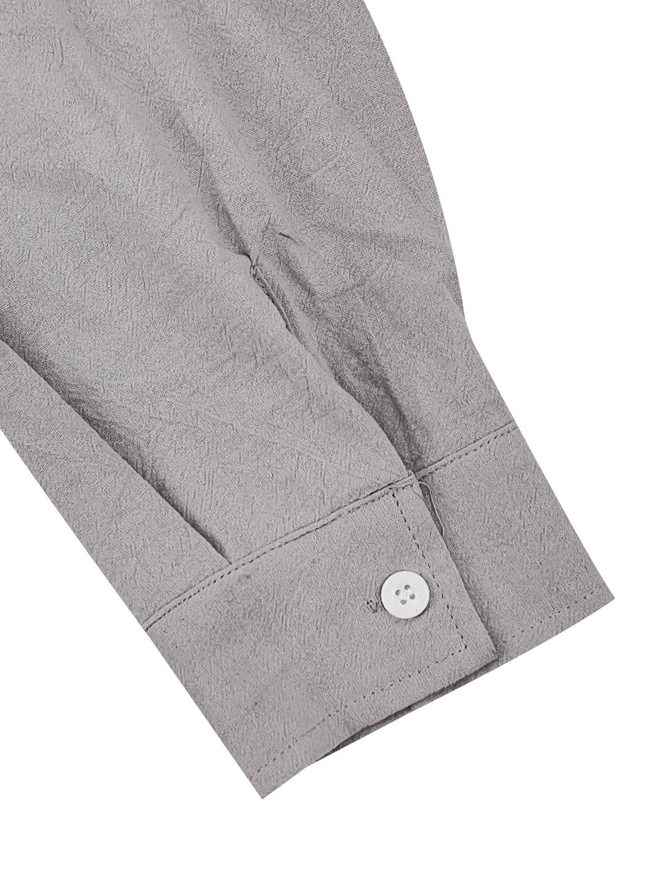Men's Cotton Linen Long Sleeve Henley Shirt - Casual Relaxed Fit Vintage Top