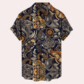 Men's Lightweight Printed Short Sleeve Button-Up Shirt for Casual Summer Wear