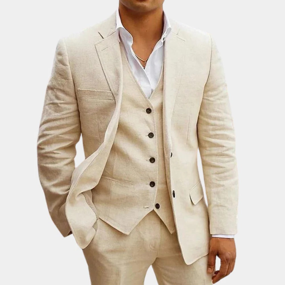 Men's Lightweight Summer Suit Set - Tailored Blazer, Waistcoat & Trousers for Weddings