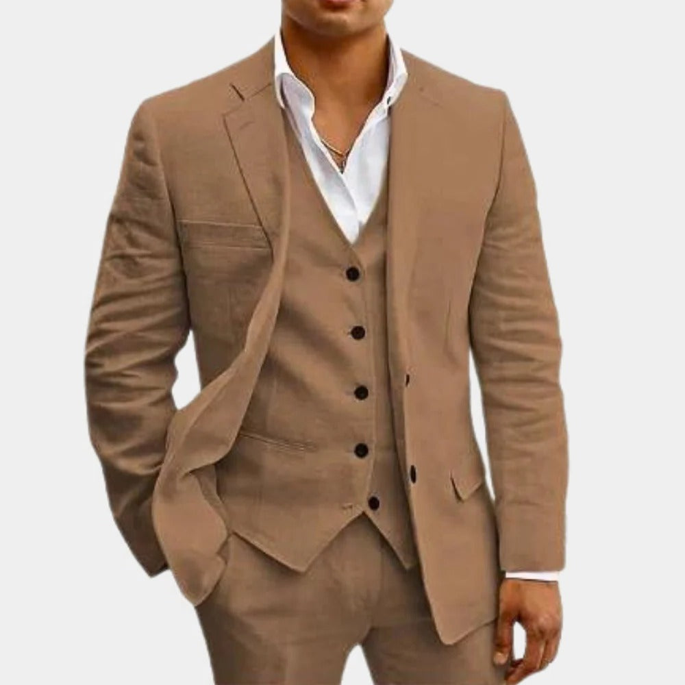 Men's Lightweight Summer Suit Set - Tailored Blazer, Waistcoat & Trousers for Weddings