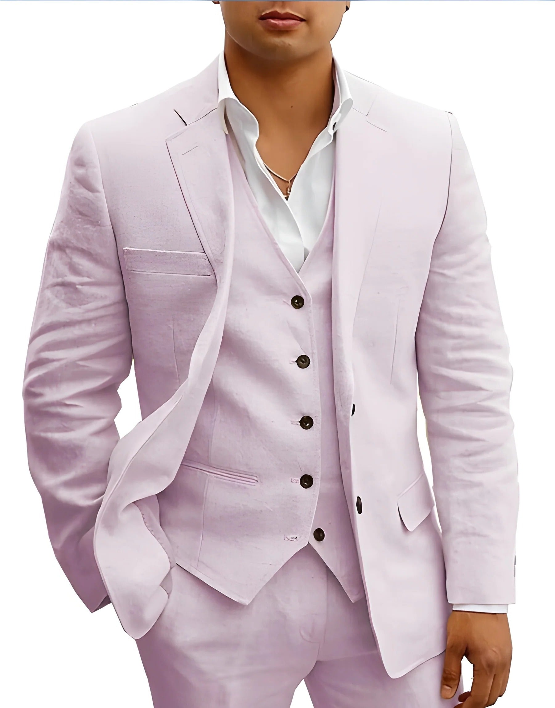 Men's Lightweight Summer Suit Set - Tailored Blazer, Waistcoat & Trousers for Weddings