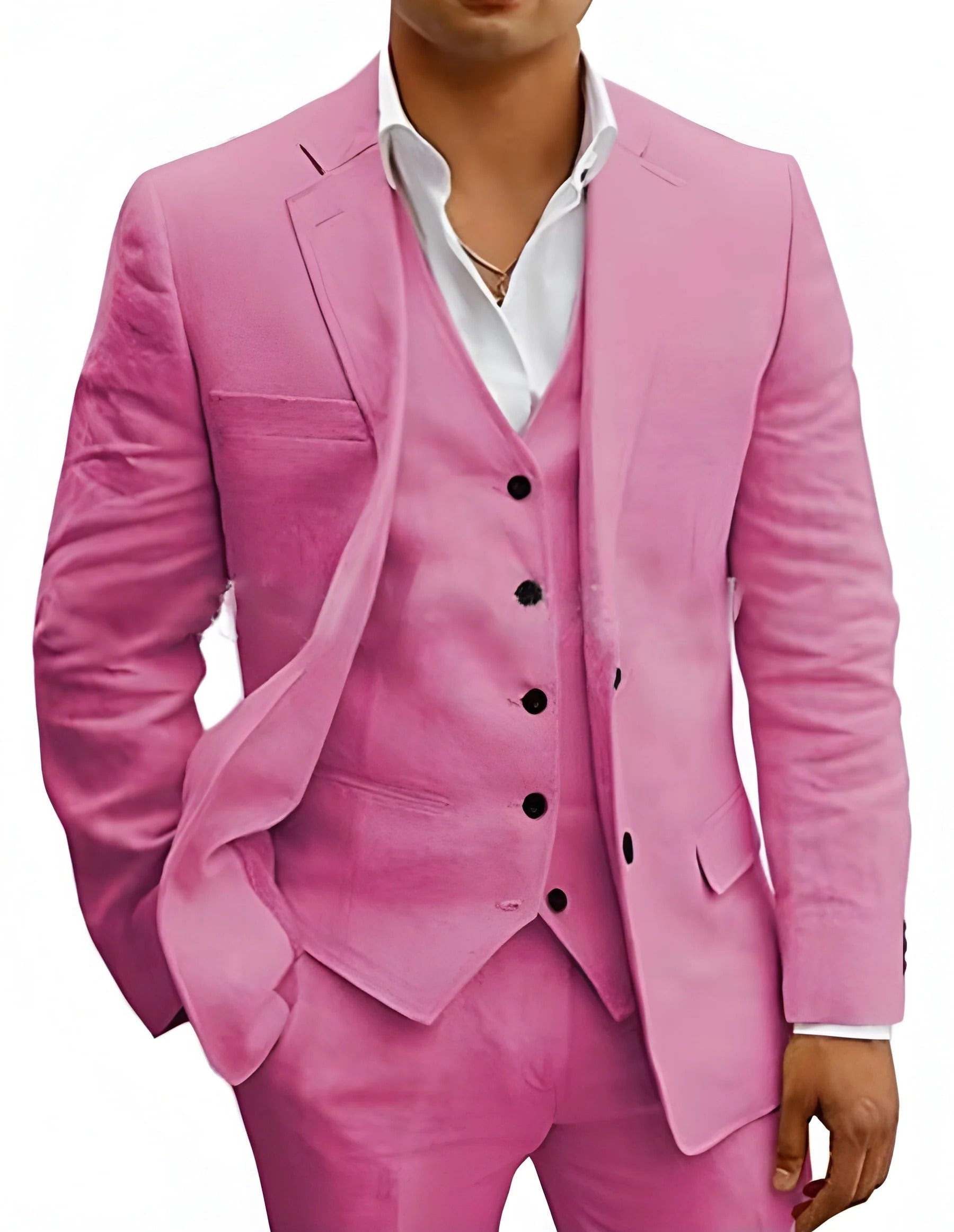 Men's Lightweight Summer Suit Set - Tailored Blazer, Waistcoat & Trousers for Weddings