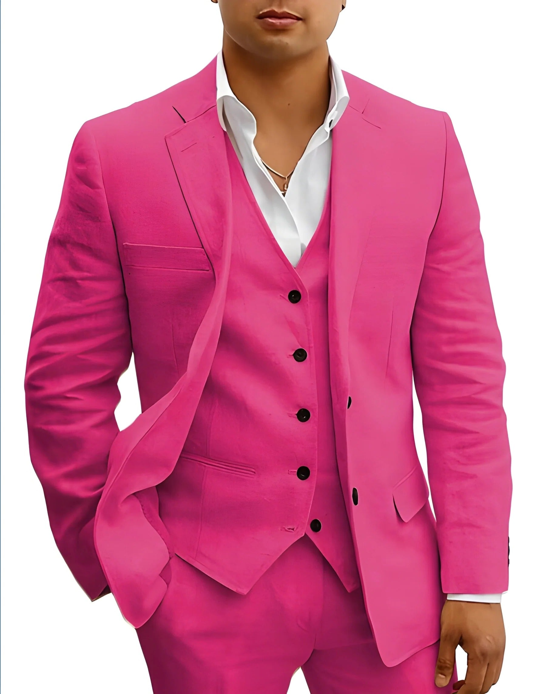 Men's Lightweight Summer Suit Set - Tailored Blazer, Waistcoat & Trousers for Weddings