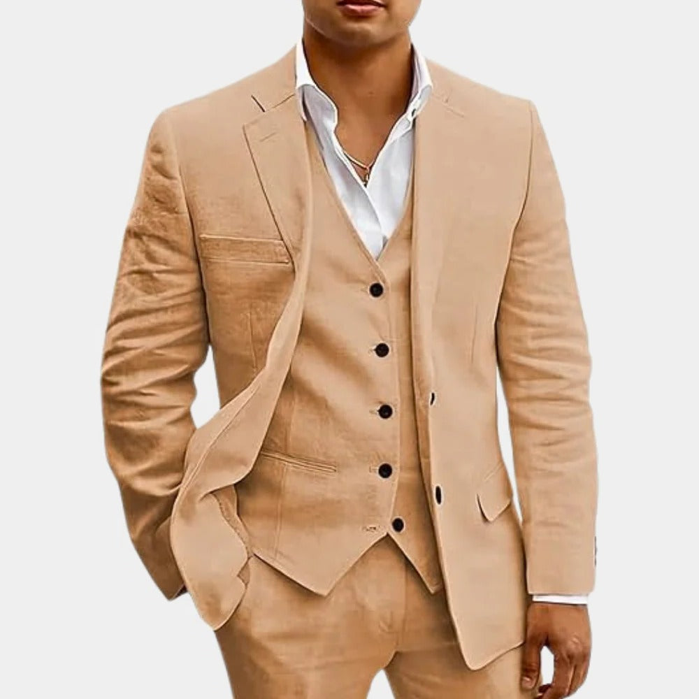 Men's Lightweight Summer Suit Set - Tailored Blazer, Waistcoat & Trousers for Weddings