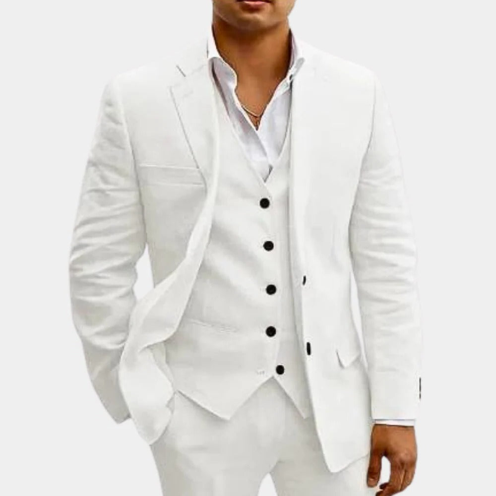 Men's Lightweight Summer Suit Set - Tailored Blazer, Waistcoat & Trousers for Weddings