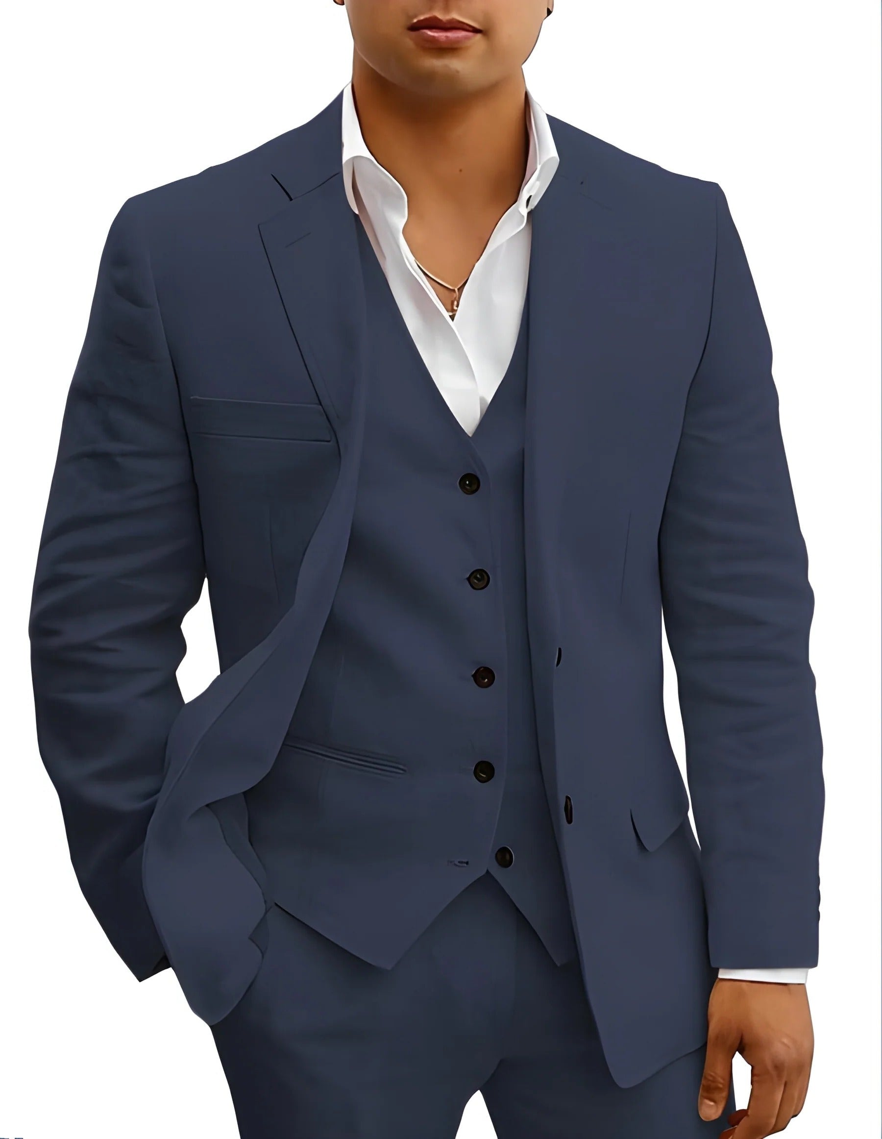 Men's Lightweight Summer Suit Set - Tailored Blazer, Waistcoat & Trousers for Weddings