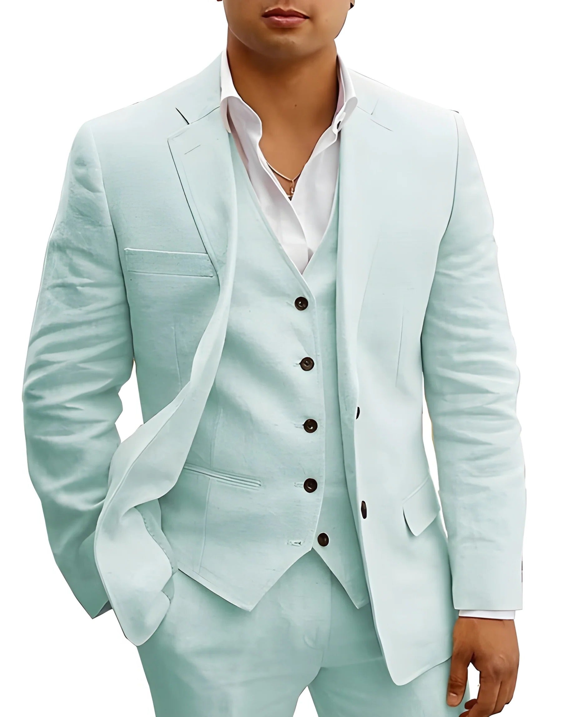 Men's Lightweight Summer Suit Set - Tailored Blazer, Waistcoat & Trousers for Weddings