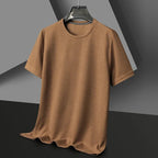 Men's Brown Cotton Crew Neck T-Shirt - Soft Short Sleeve Casual Tee