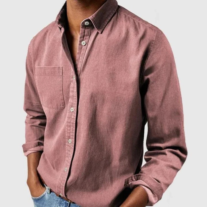 Men's Lightweight Long Sleeve Button-Down Shirt - Relaxed Fit Casual Top