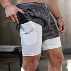 Men's Quick-Dry 2-in-1 Running Shorts with Compression Liner for Gym Training