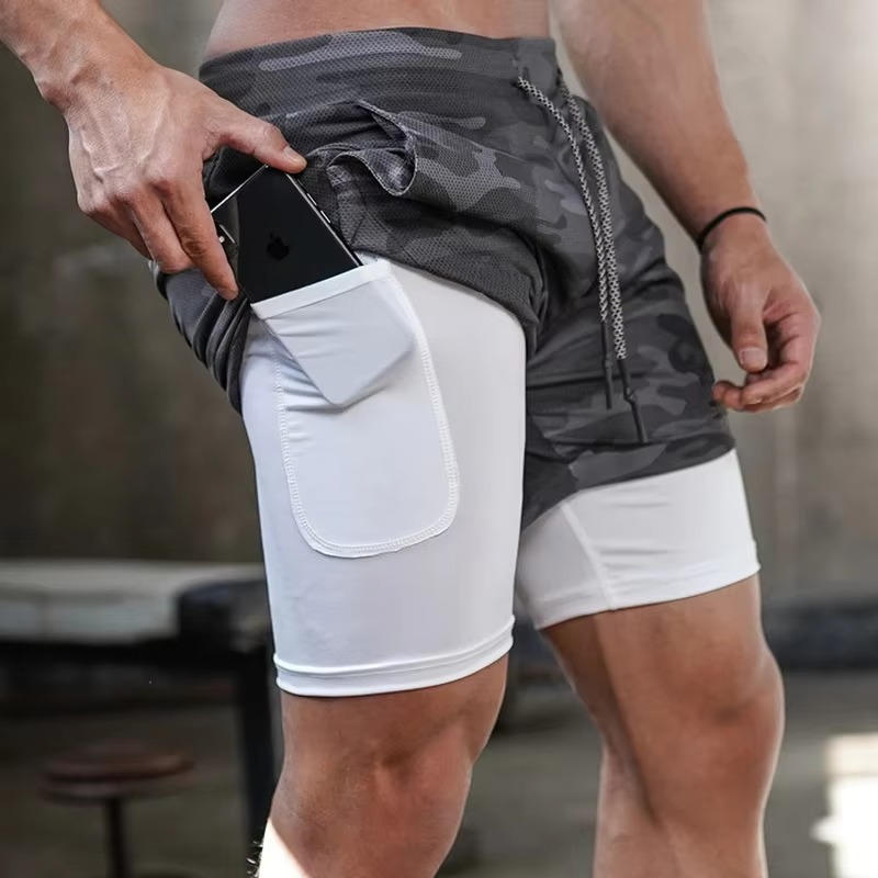 Men's Quick-Dry 2-in-1 Running Shorts with Compression Liner for Gym Training