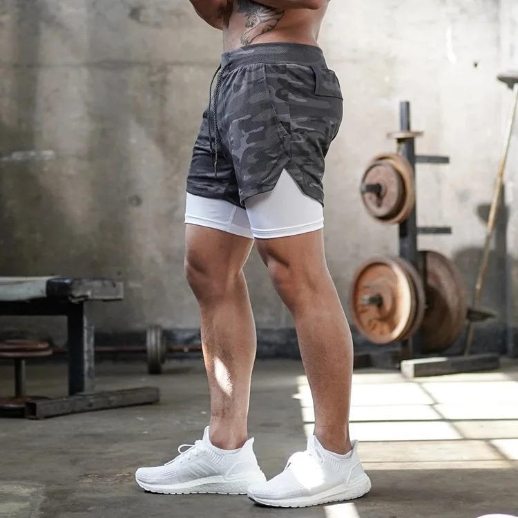 Men's Quick-Dry 2-in-1 Running Shorts with Compression Liner for Gym Training