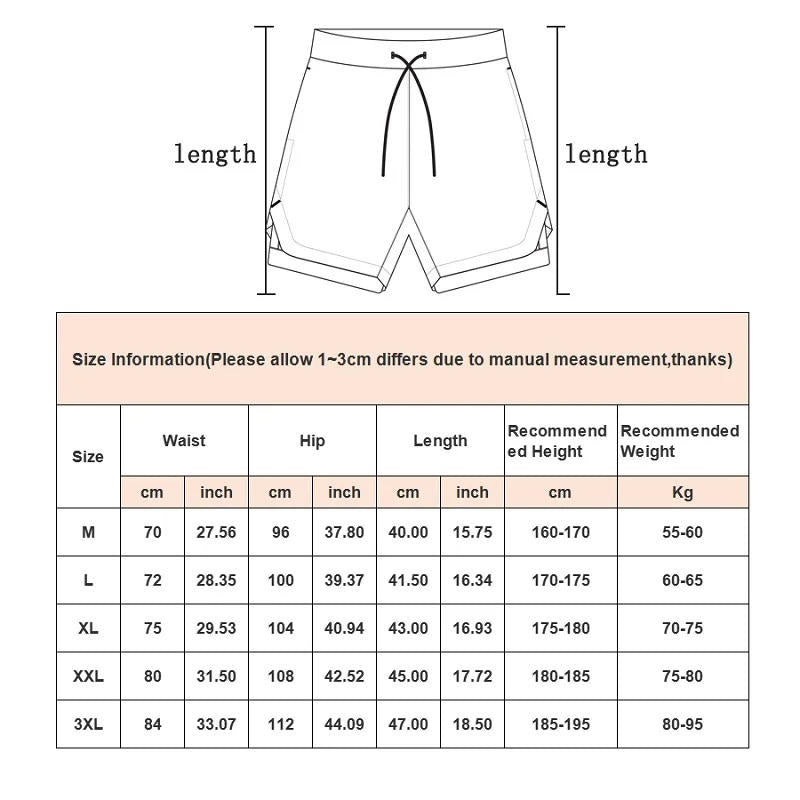 Men's Quick-Dry 2-in-1 Running Shorts with Compression Liner for Gym Training