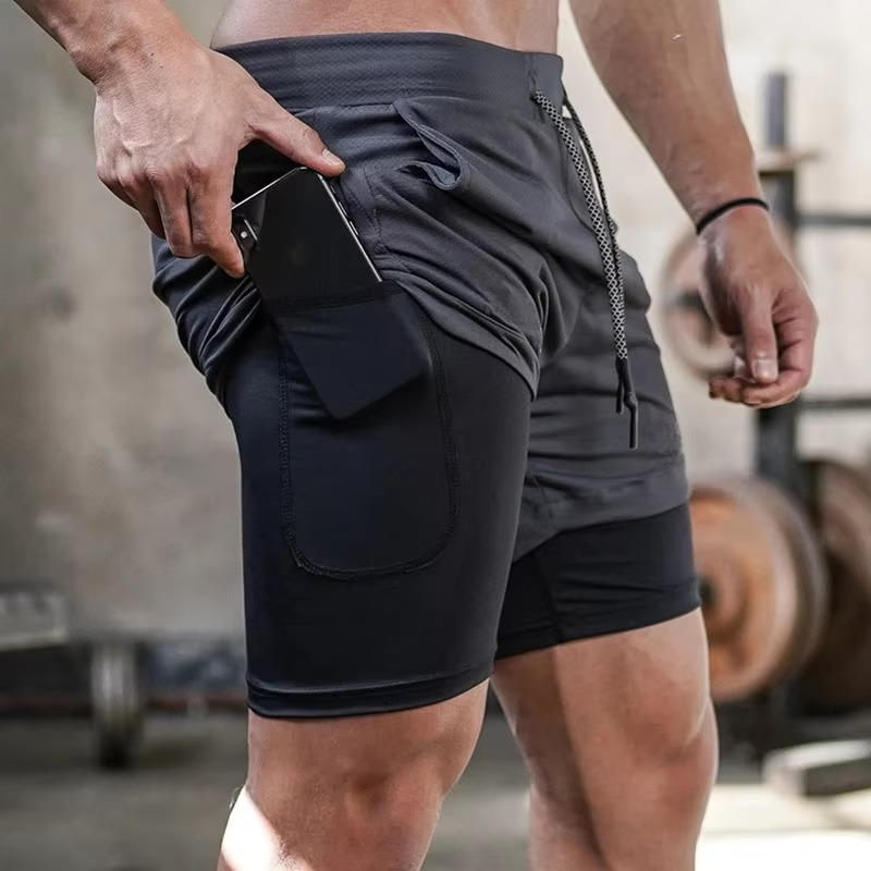 Men's Quick-Dry 2-in-1 Running Shorts with Compression Liner for Gym Training
