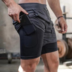 Men's Quick-Dry 2-in-1 Running Shorts with Compression Liner for Gym Training