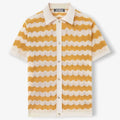 Men's Knitted Striped T-Shirt - Breathable Cutout Design for Business Casual Wear