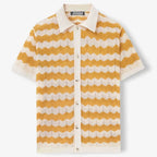Men's Knitted Striped T-Shirt - Breathable Cutout Design for Business Casual Wear
