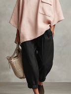 Pink Bohemian Two-Piece Suit with Tie Pockets - Women's Straight-Leg Outfit