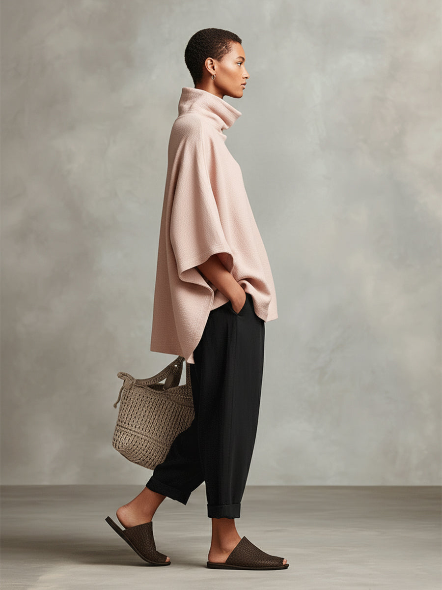 Pink Bohemian Two-Piece Suit with Tie Pockets - Women's Straight-Leg Outfit