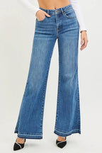RISEN High Rise Wide Leg Jeans With Released Hem