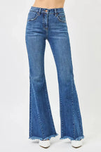 RISEN Mid Rise Flare Side Seam Detailing Jeans