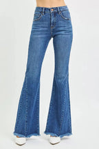 RISEN Mid Rise Flare Side Seam Detailing Jeans