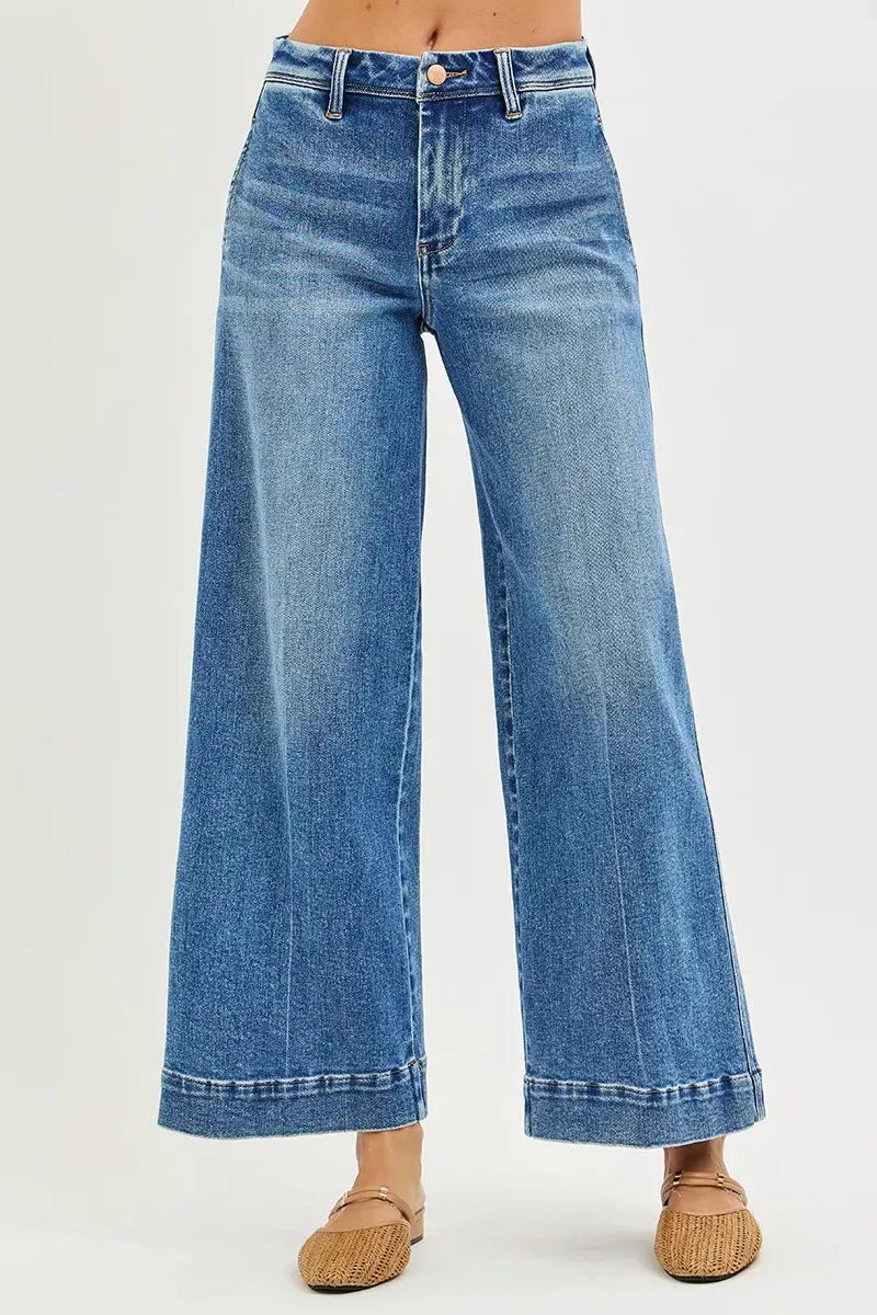 RISEN Slouchy Ankle Wide Jeans