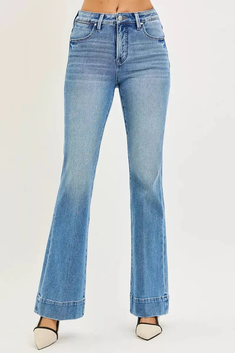 RISEN Tummy Control 4 Way Stretch Mid Rise Flare Jeans