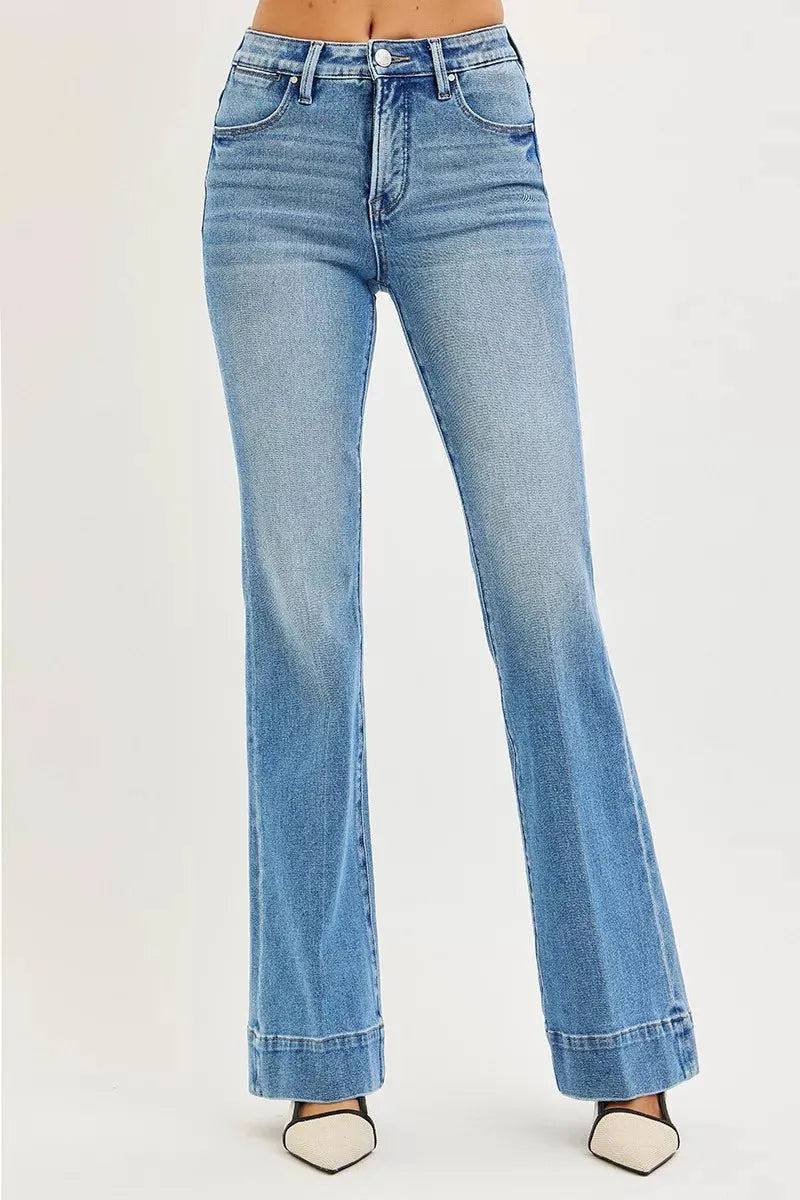 RISEN Tummy Control 4 Way Stretch Mid Rise Flare Jeans