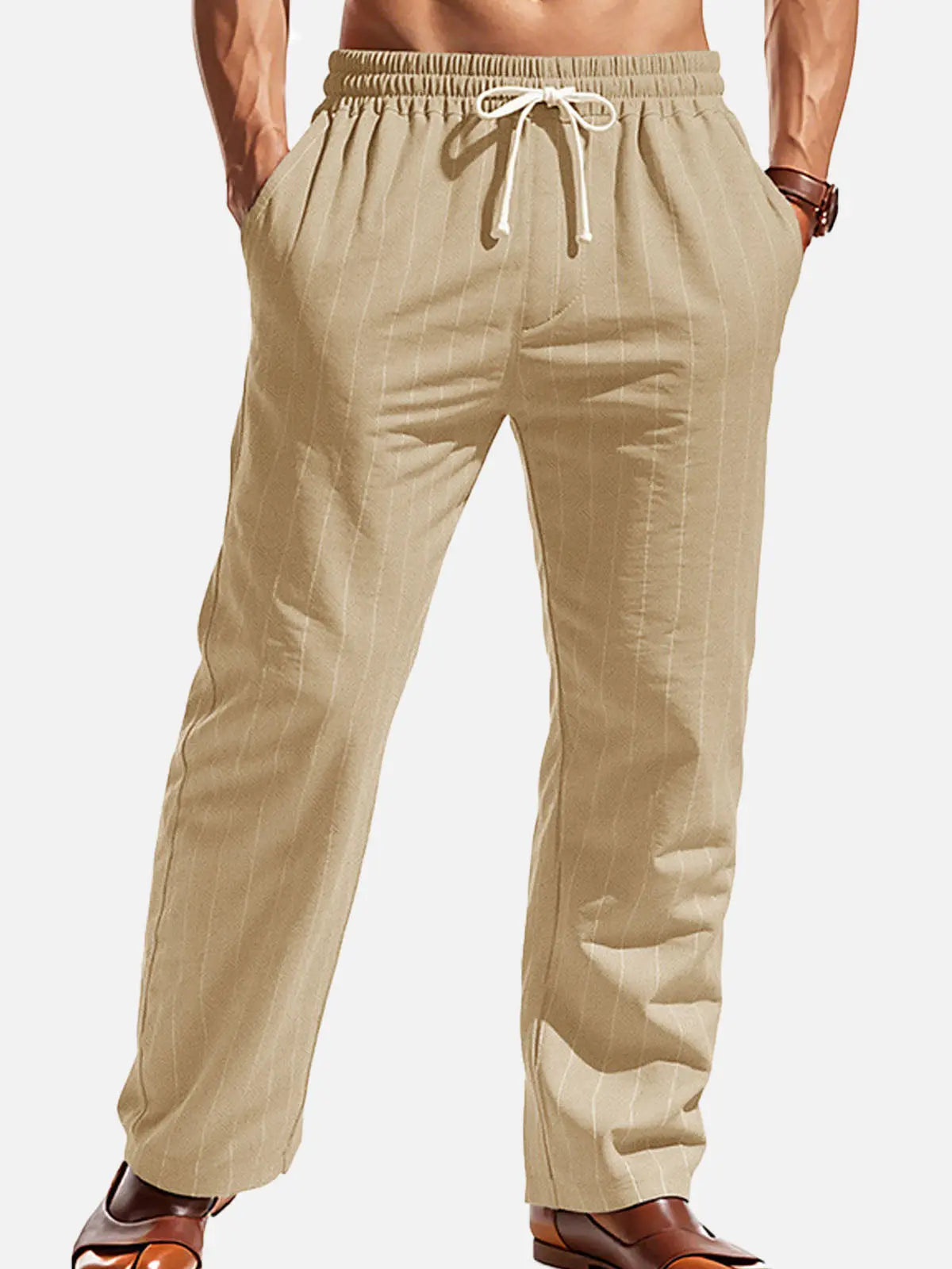 Relaxed Pinstripe Linen Blend Pants for Casual Wear and Comfort