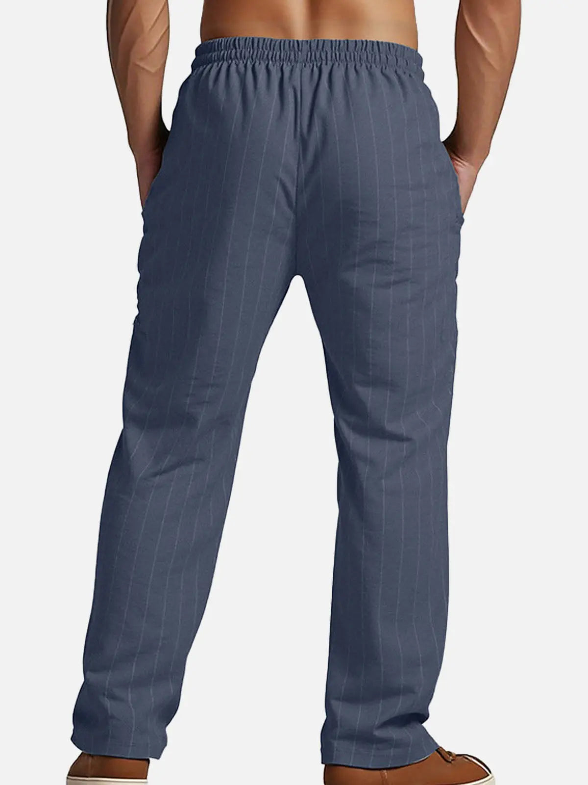 Relaxed Pinstripe Linen Blend Pants for Casual Wear and Comfort