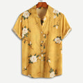 Men's Floral Short Sleeve Button-Up Shirt - Lightweight Casual Summer Wear