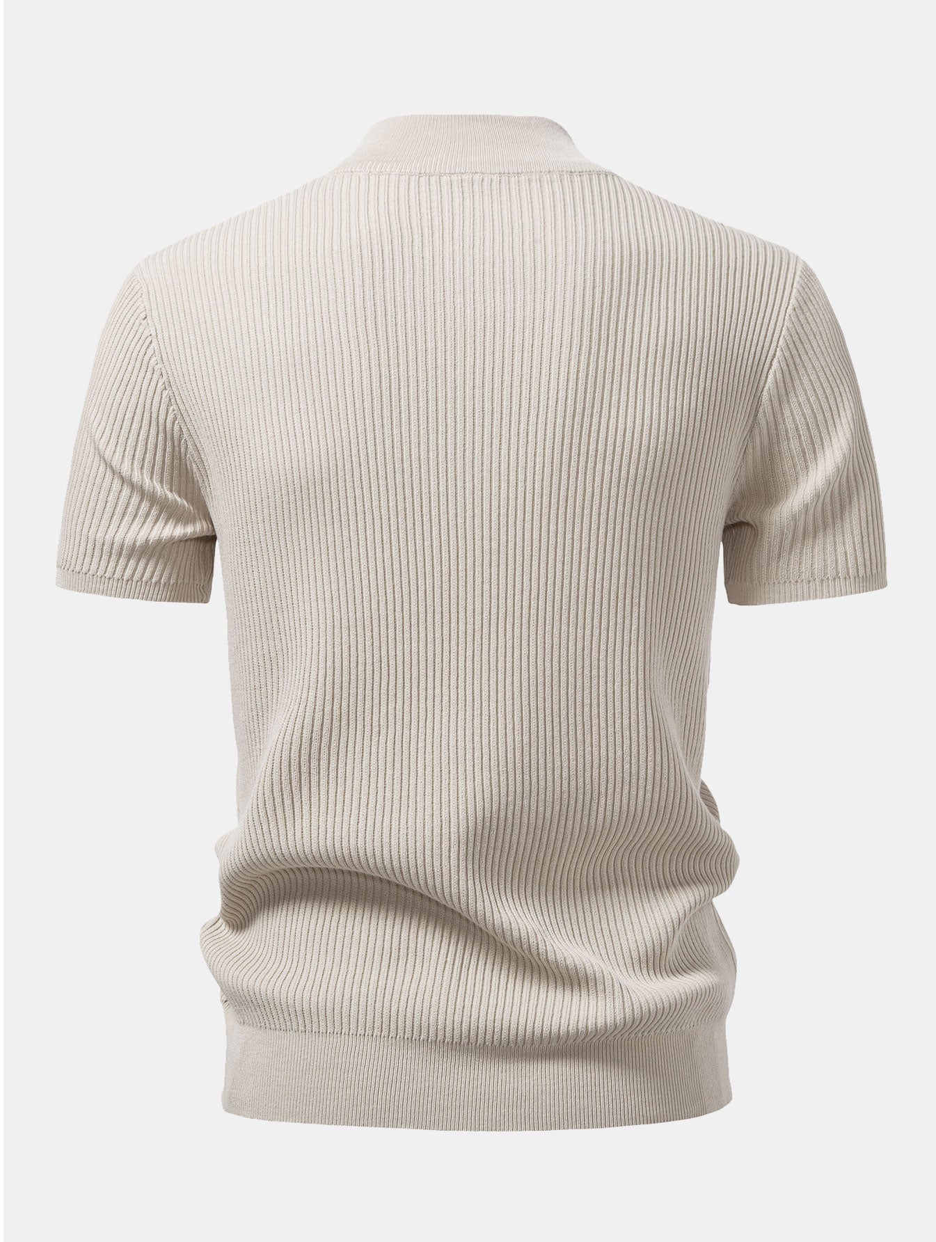 Ribbed Knit Mock Neck T-Shirt - Basic Style for Everyday Wear