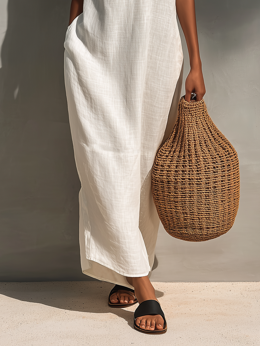 Sleeveless Maxi Dress with Cutout Neckline - Lightweight Summer Style for Women