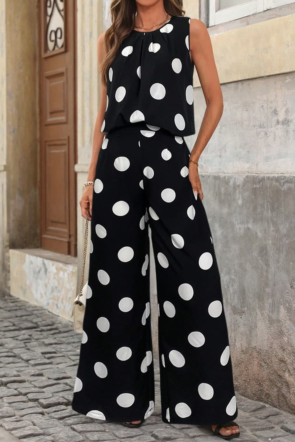 Women's Casual Polyester Two-Piece Lounge Set with Relaxed Fit Top and Pants