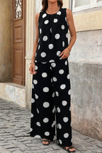 Women's Casual Polyester Two-Piece Lounge Set with Relaxed Fit Top and Pants