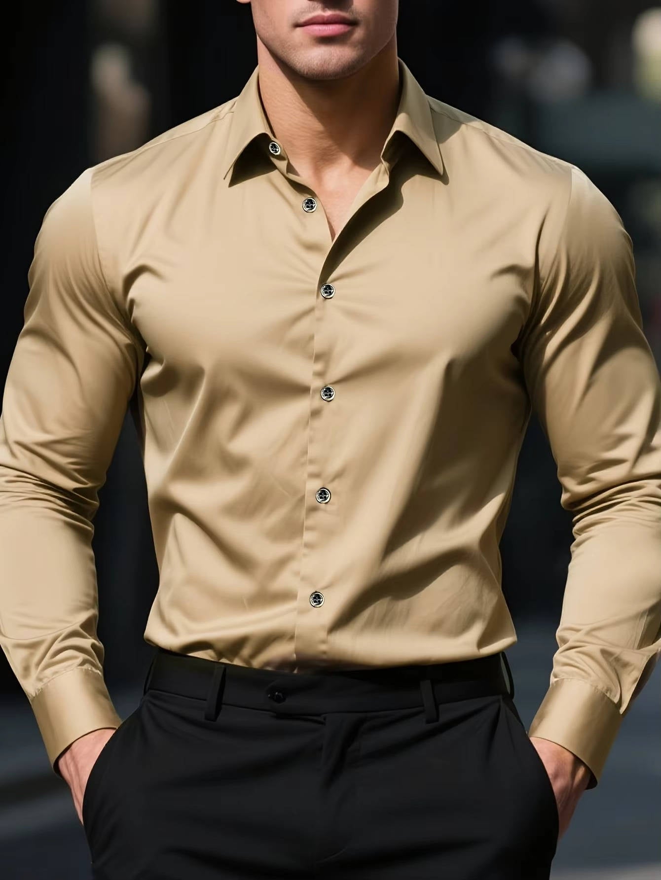 Slim Fit Wrinkle-Free Stretch Dress Shirt for Men - Formal Button Down for Office & Weddings